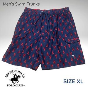 Beverly Hills Polo Club Men's Blue and Red Lobster Swim Trunks